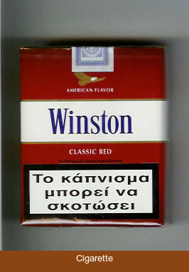 Winston with eagle from above on the top American Flavor Classic Red 25s cigarettes soft box