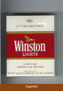 Winston Lights white and red 25s cigarettes hard box