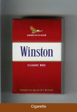 Winston with eagle from above on the top American Flavor Classic Red cigarettes hard box