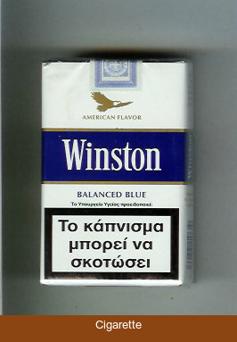 Winston with eagle from above on the top American Flavor Balanced Blue cigarettes soft box
