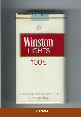 Winston Lights white and red 100s cigarettes soft box