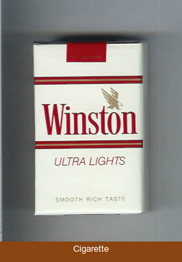 Winston with eagle from above in the right Ultra Lights white cigarettes soft box