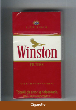 Winston with eagle from above Filters on red 100s cigarettes hard box