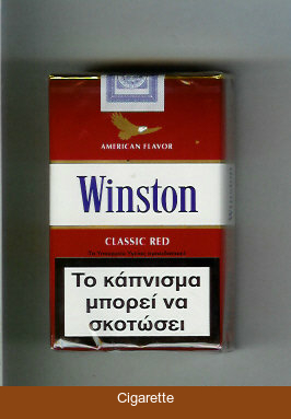 Winston with eagle from above on the top American Flavor Classic Red cigarettes soft box