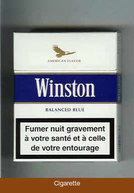 Winston with eagle from above on the top American Flavor Balanced Blue 25s cigarettes hard box