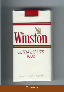 Winston with eagle from above in the right Ultra Lights white 100s cigarettes soft box