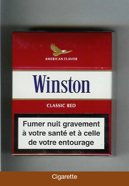 Winston with eagle from above on the top American Flavor Classic Red 25s cigarettes hard box