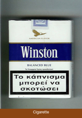 Winston with eagle from above on the top American Flavor Balanced Blue 25s cigarettes soft box