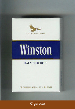 Winston with eagle from above on the top American Flavor Balanced Blue cigarettes hard box