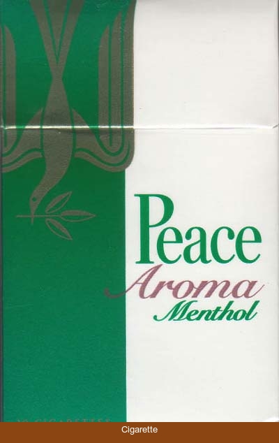 Peace Aroma Menthol white and green cigarettes hard box