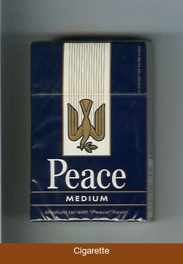 Peace Medium blue and white hard box cigarettes