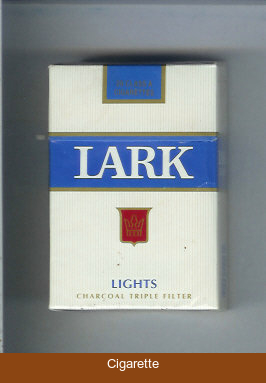Lark Lights Charcoal Triple Filter white and blue cigarettes hard box
