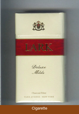 Lark Deluxe Milds 100s Charcoal Filter white and red cigarettes hard box