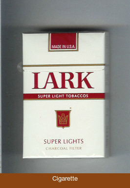 Lark Super Lights Super Light Tobaccos Charcoal Filter white and red cigarettes hard box