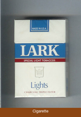 Lark Lights Special Light Tobaccos Charcoal Triple Filter white and blue cigarettes hard box