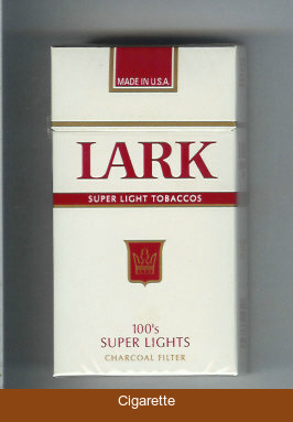 Lark Super Lights Super Light Tobaccos 100s Charcoal Filter white and red cigarettes hard box
