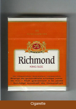Richmond 25 cigarettes orange and white hard box