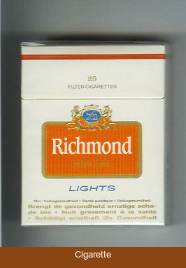 Richmond Lights 25 cigarettes white and orange hard box