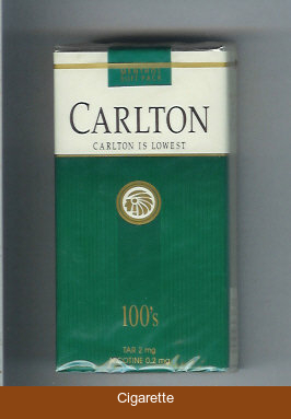 Carlton Menthol 100's cigarettes lowest tar 2mg