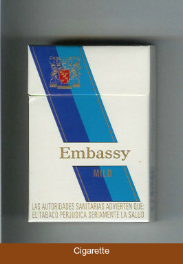 Embassy Mild on blue cigarettes hard box