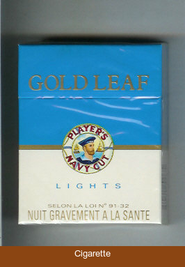 Player's Navy Cut Gold Leaf Navy Cut Lights 25 blue and white cigarettes hard box