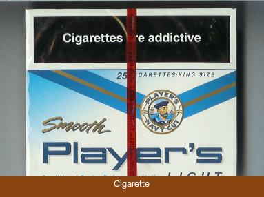 Player's Navy Cut Smooth Light 25 white and blue cigarettes wide flat hard box