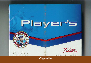 Player's Navy Cut Filter 25 cigarettes blue and white wide flat hard box