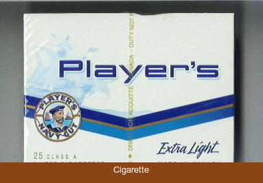 Player's Navy Cut Extra Light 25 white and blue cigarettes wide flat hard box