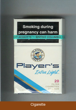 Player's Navy Cut Extra Light cigarettes white and blue hard box