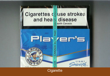 Player's Navy Cut Smooth Light blue and white cigarettes wide flat hard box