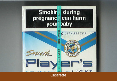 Player's Navy Cut Smooth Light white and blue cigarettes wide flat hard box