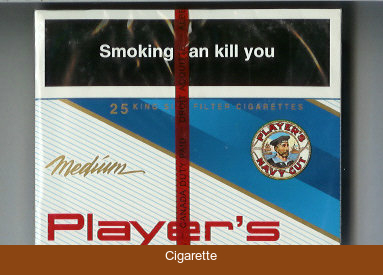 Player's Navy Cut Medium 25 cigarettes white and blue wide flat hard box
