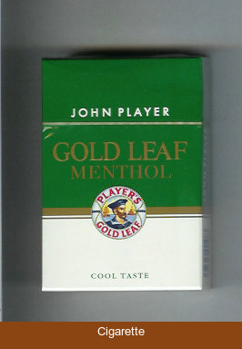 Player's Gold Leaf John Player Menthol green and white cigarettes hard box