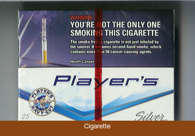 Player's Navy Cut Silver 25 white and blue cigarettes wide flat hard box