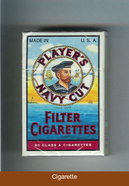 Player's Navy Cut Filter Cigarettes blue and yellow cigarettes hard box