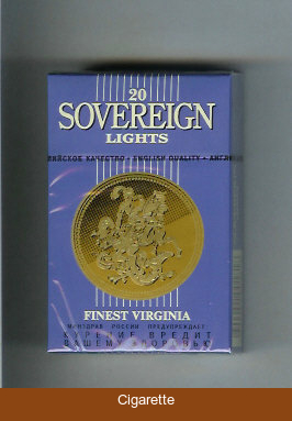 Sovereign Lights Finest Virginia cigarettes blue hard box