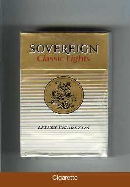 Sovereign Classic Lights cigarettes gold and white hard box